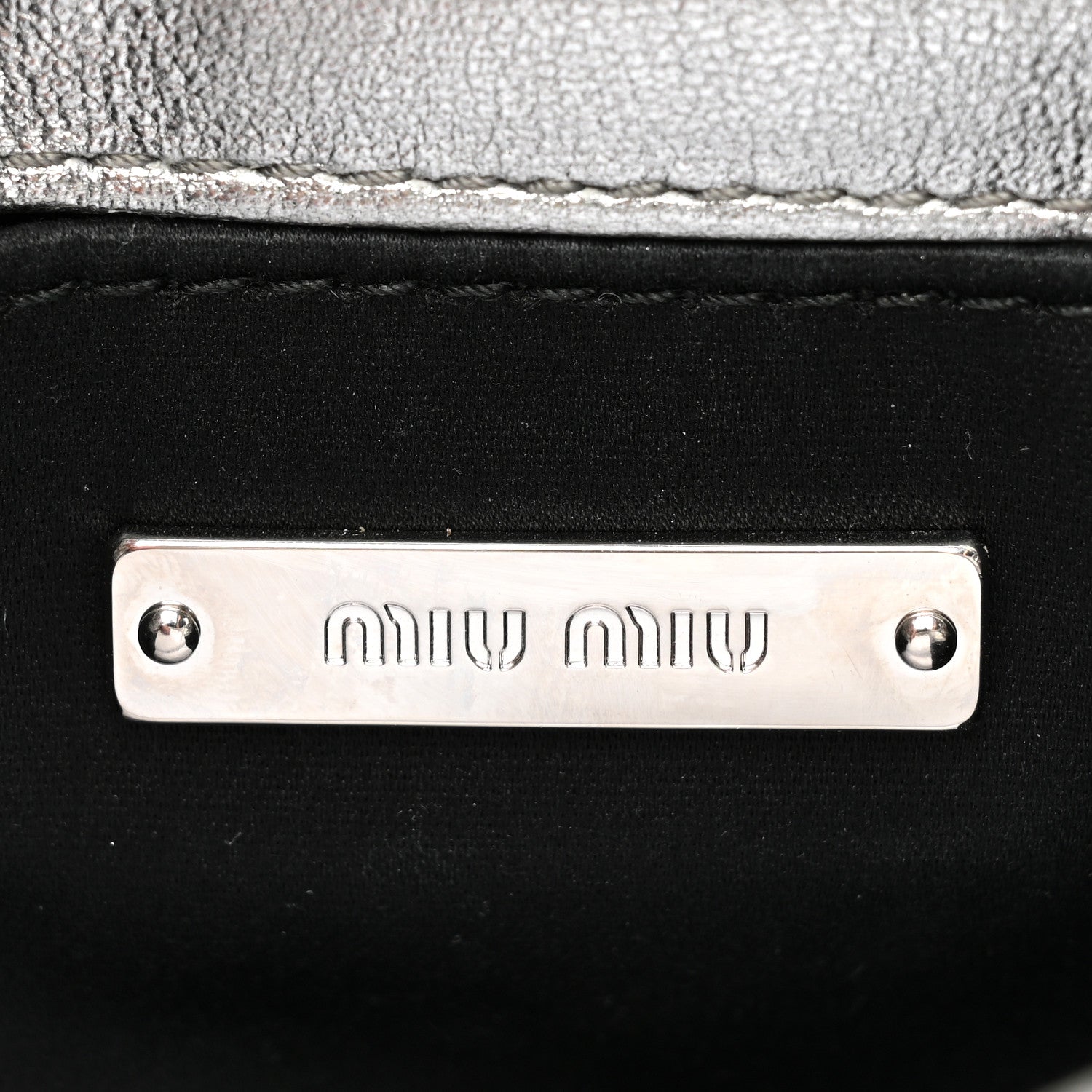 Miu Miu Metallic Nappa Matelasse Top Handle Tote Silver 6 of 12
