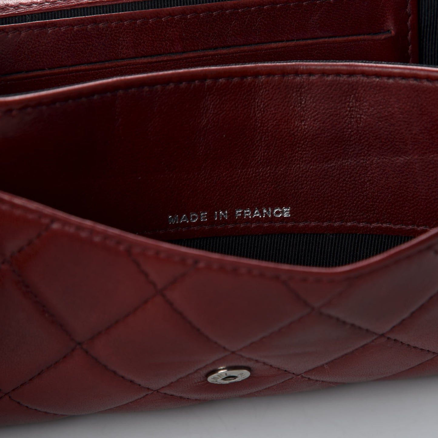 Lambskin Quilted Small Flap Wallet Dark Red