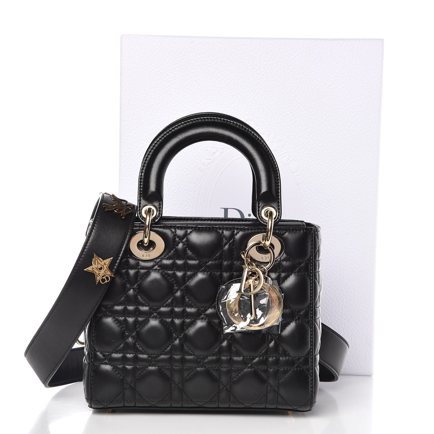 Lambskin Cannage Small Lucky Badges My Lady Dior Black