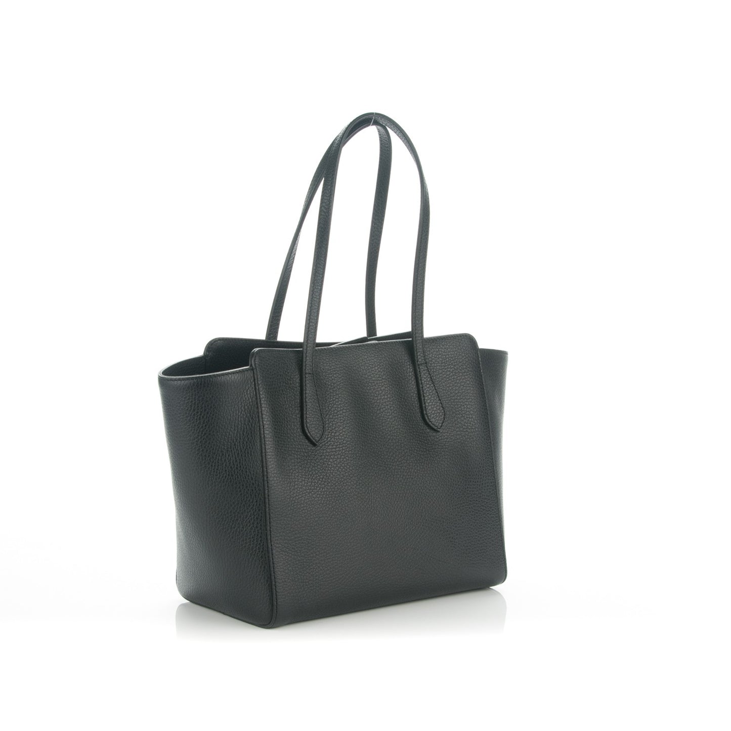 Pebbled Calfskin Small Swing Tote Black