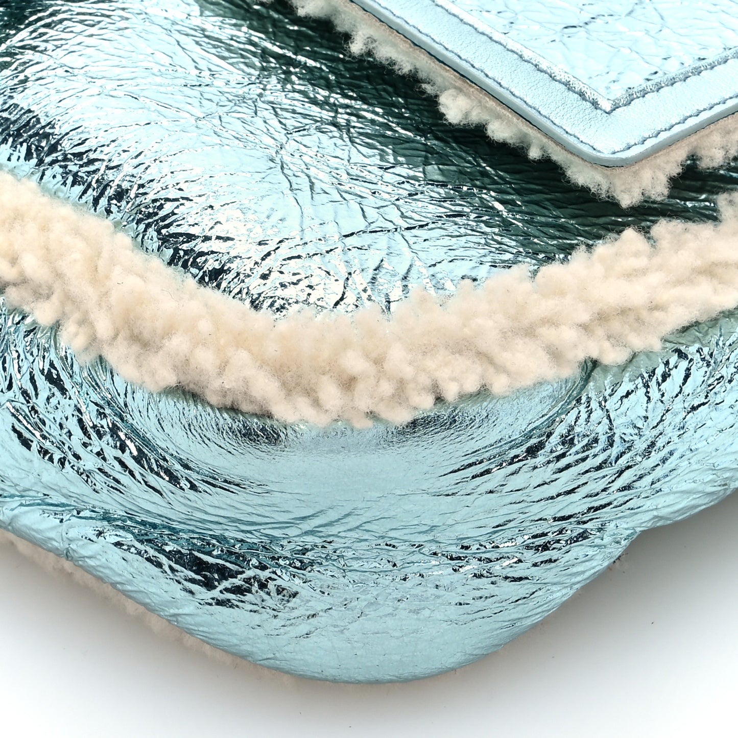 Metallic Lambskin Sheepskin Fur Re-Edition 2005-2006 Baguette Light Blue