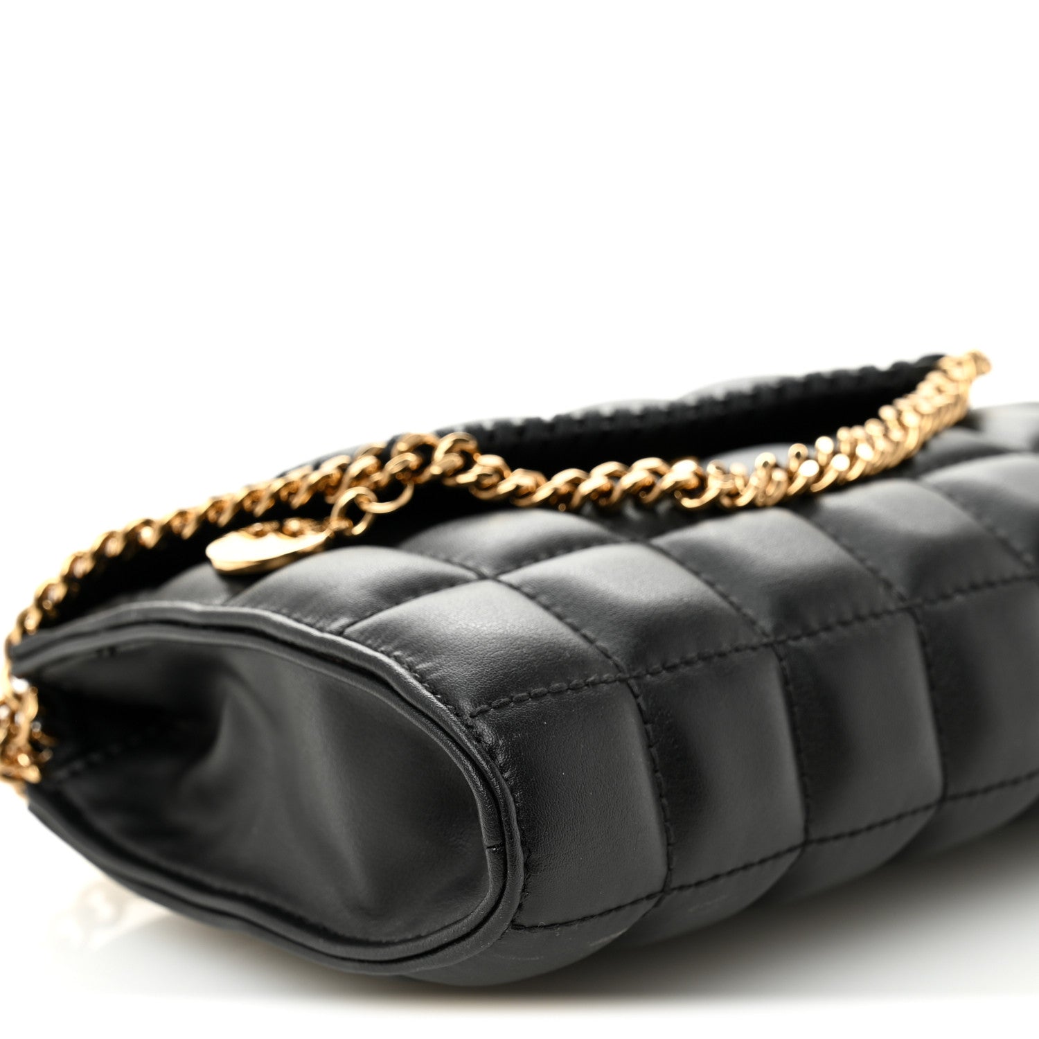 Stella McCartney Vegan Leather Quilted Falabella Clutch with Chain Bag Black 9 of 11