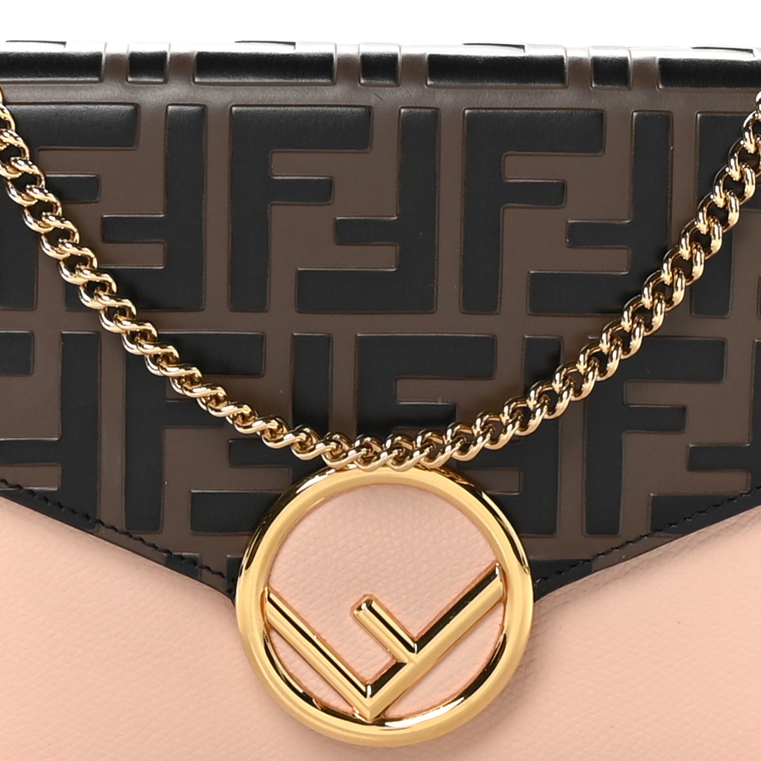 Fendi Vitello Cruise F is Fendi FF 1974 Embossed Medium Envelope Wallet On Chain Maya Black Light Rose 8 of 10