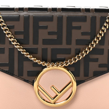 Fendi Vitello Cruise F is Fendi FF 1974 Embossed Medium Envelope Wallet On Chain Maya Black Light Rose 8 of 10