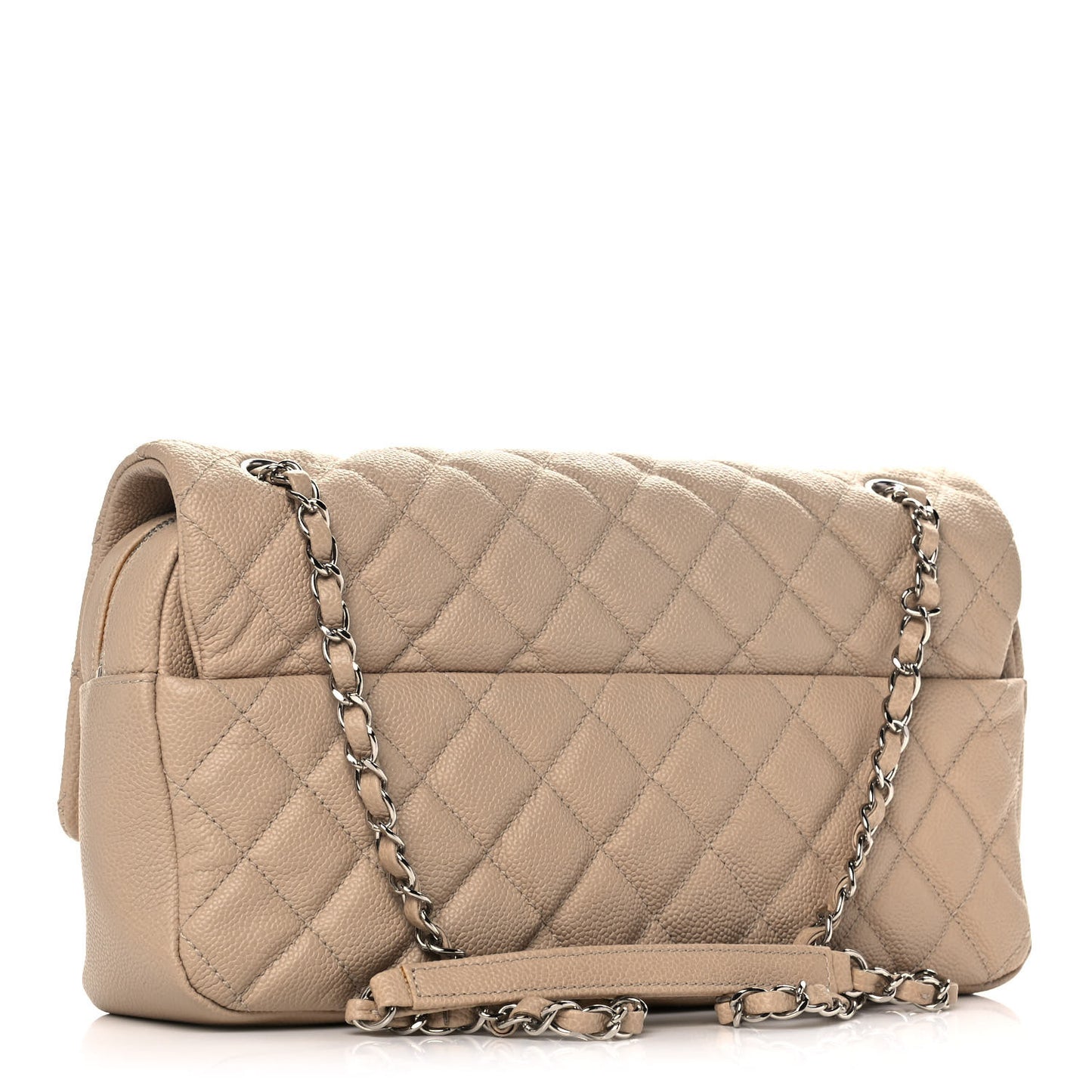 Caviar Quilted Jumbo Easy Flap Beige