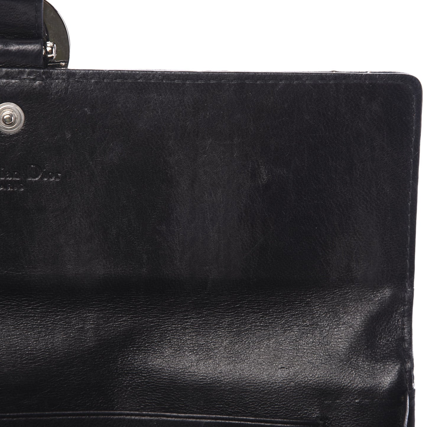 Lambskin Perforated Stitched Clutch Wallet Black