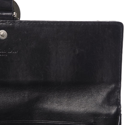 Christian Dior Lambskin Perforated Stitched Clutch Wallet Black 8 of 9