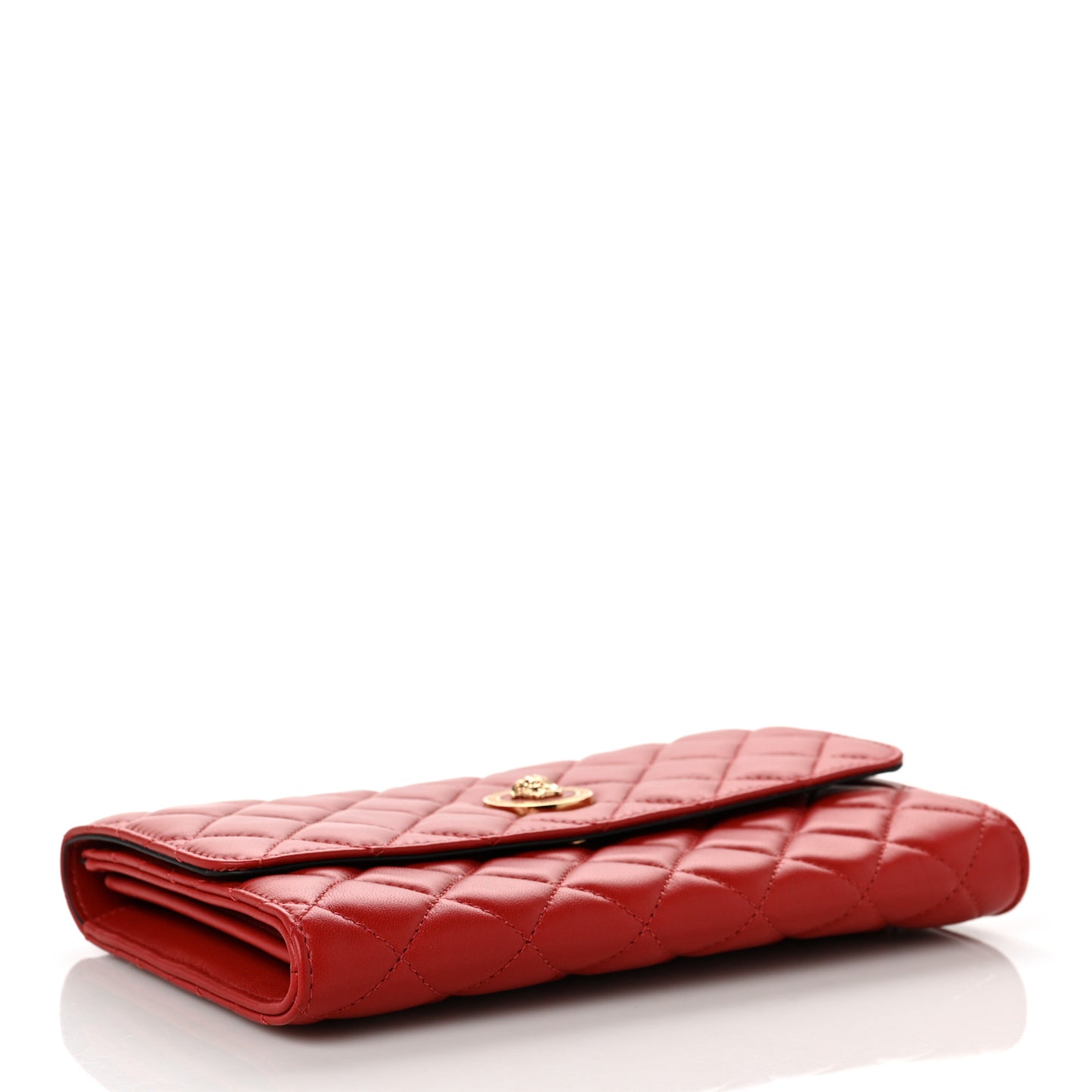 Lambskin Quilted Medusa Wallet On Chain Crossbody Red