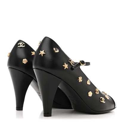Chanel Lambskin Patent Cap Toe Charms Mary Jane Pumps 36.5 Black 5 of 10