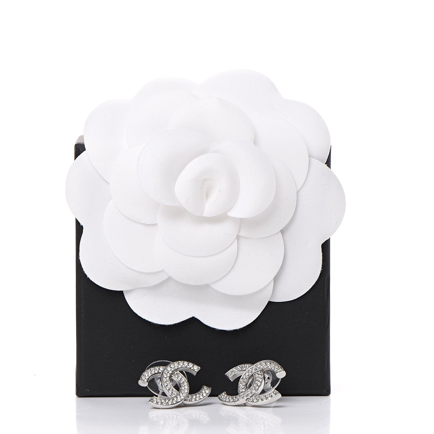 Chanel Crystal CC Earrings Silver 6 of 6