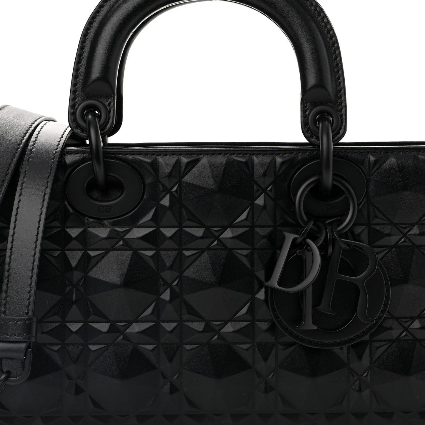 Calfskin Cannage Diamond Medium Lady D-Joy Black