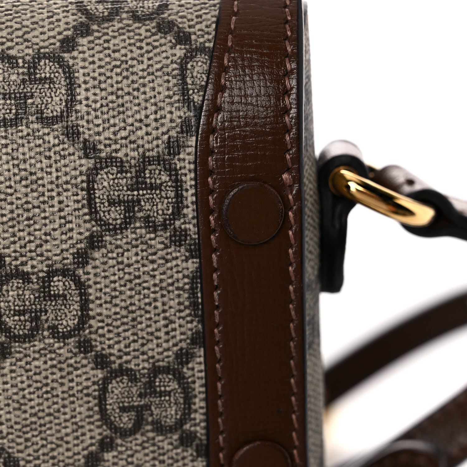 Gucci GG Supreme Monogram Mini Horsebit 1955 Crossbody Bag Beige Brown Sugar 17 of 18