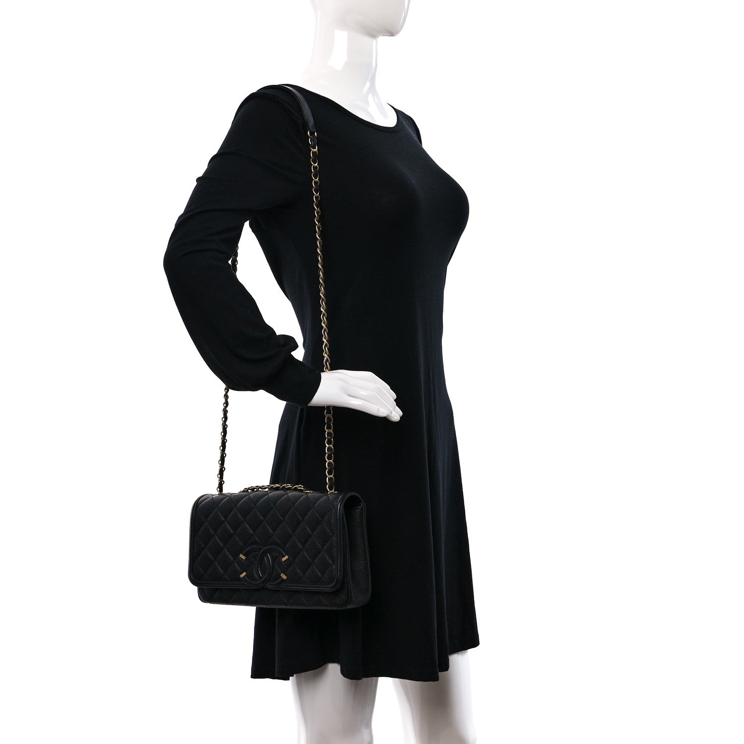 Chanel Caviar Quilted Medium CC Filigree Flap Black 2 of 11