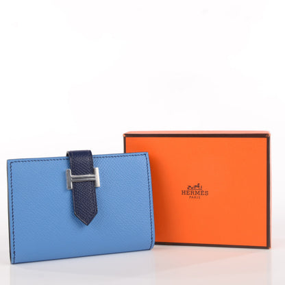 Hermes Epsom Bi Color Bearn Card Holder Wallet Bleu Sapphire Paradise 6 of 10