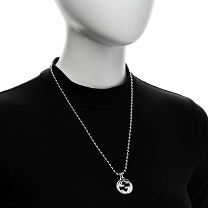 Gucci Sterling Silver Interlocking GG Pendant Beaded Necklace 2 of 6
