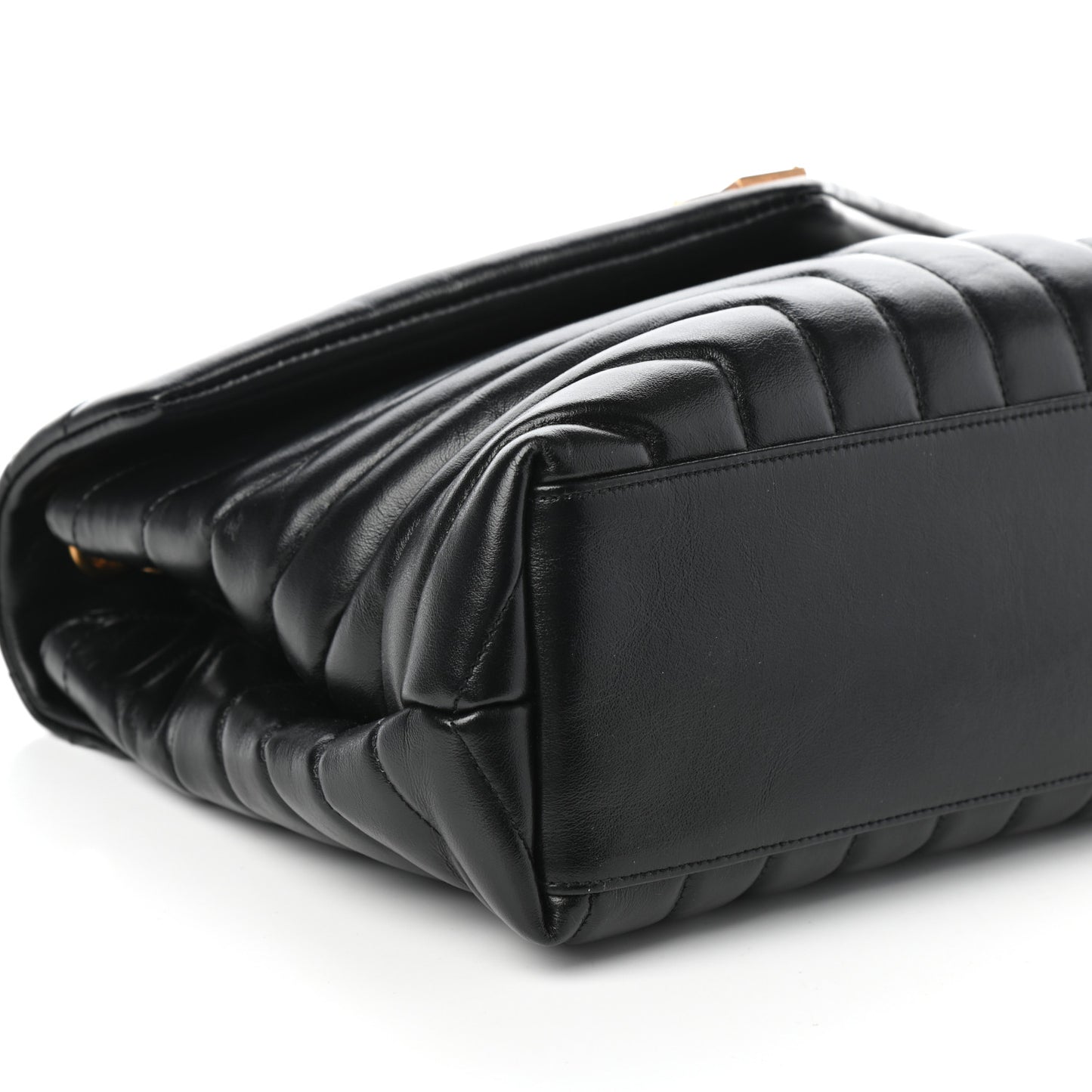 Calfskin Y Quilted Monogram Medium Loulou Chain Satchel Black
