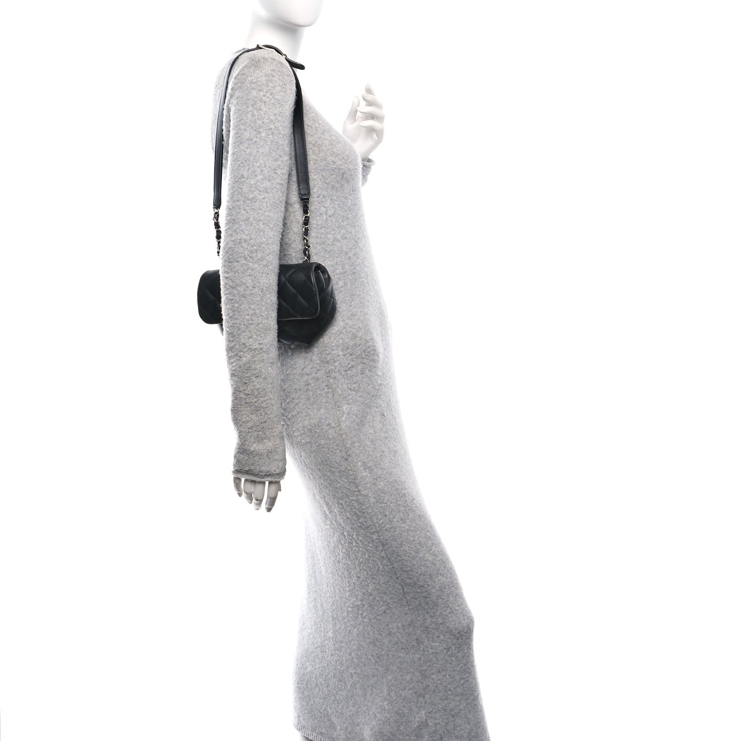 Calfskin Quilted CC Uniform Flap Belt Bag Black