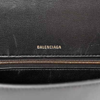 Balenciaga Shiny Box Calfskin Medium Hourglass Top Handle Bag Black 6 of 17