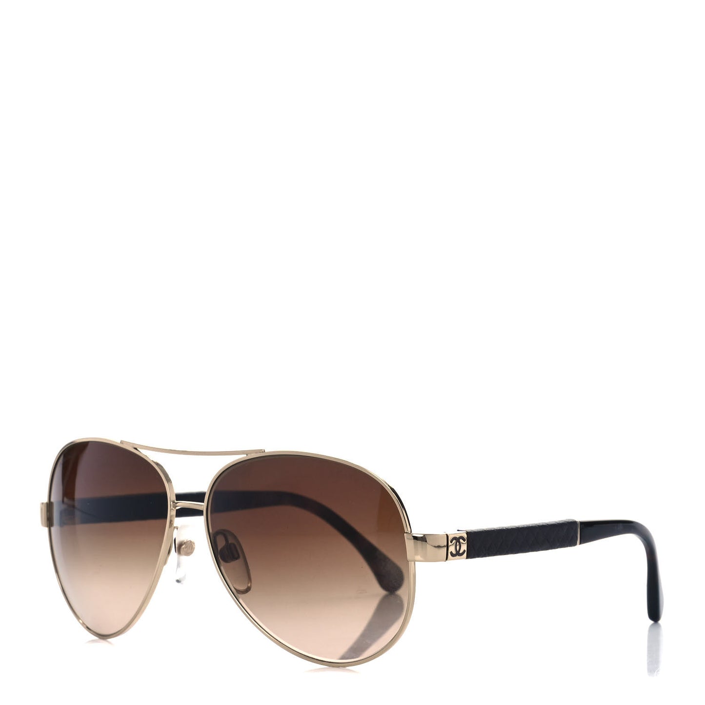 Lambskin Quilted CC Aviator Sunglasses Brown Gold