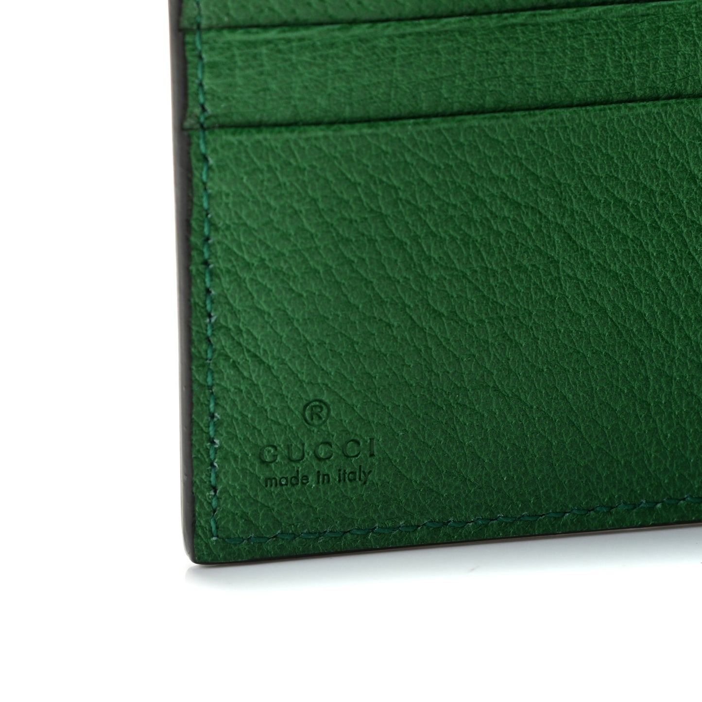 Textured Calfskin Crystal Fiori Floral Embroidered GG Wallet Grass Green