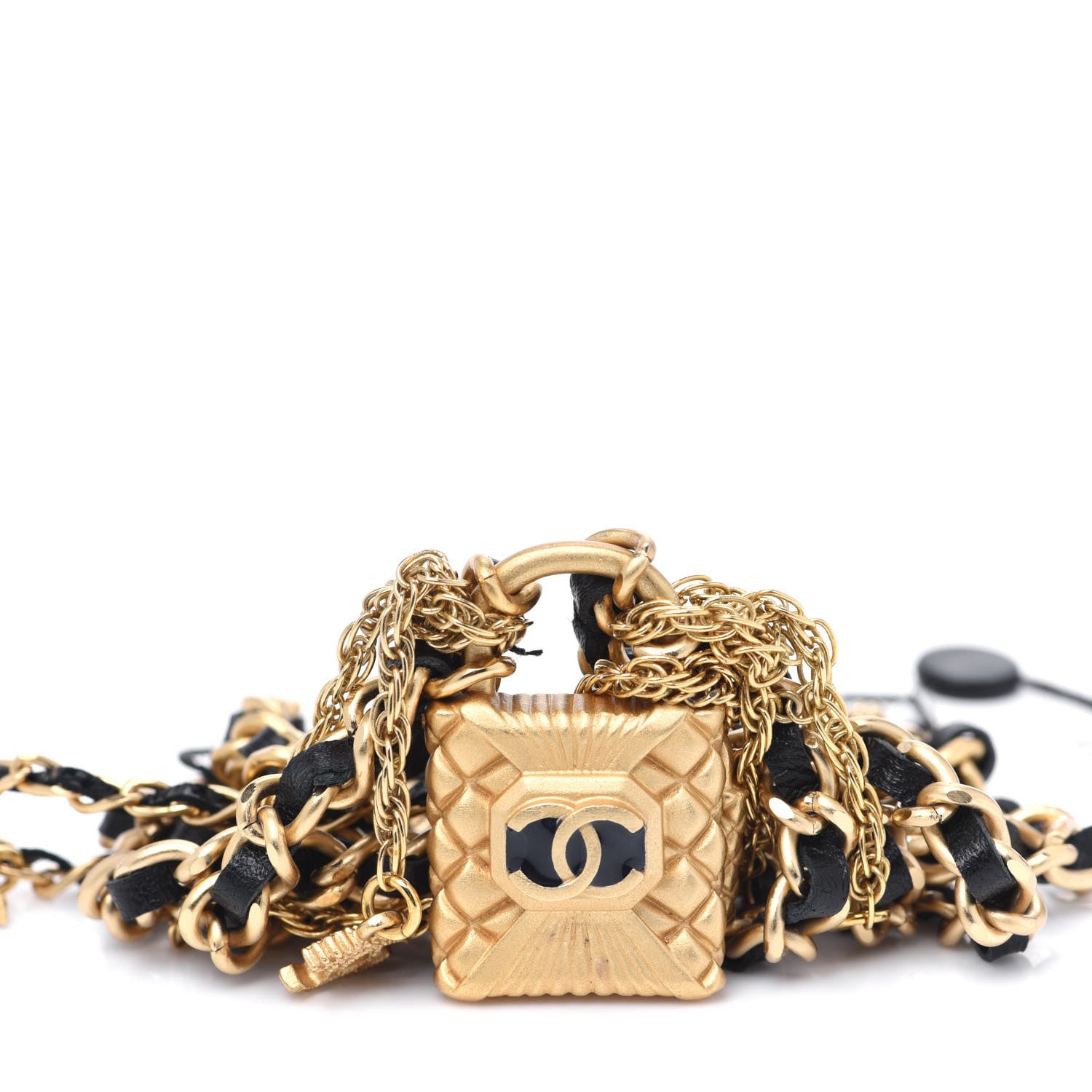 Chanel Metal Lambskin Resin Multi Strand Chain Link Bracelet Black Gold 5 of 6