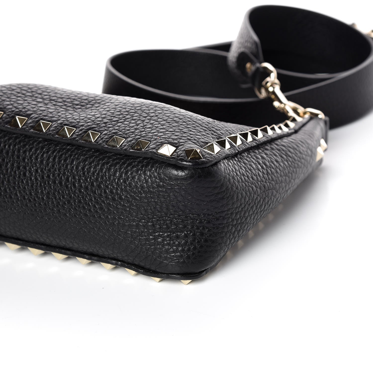 Valentino Garavani Pebbled Calfskin Mini Rockstud Flip-Lock Messenger Bag Black 6 of 8