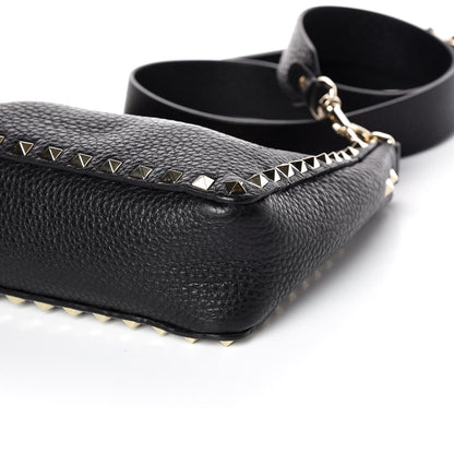 Valentino Garavani Pebbled Calfskin Mini Rockstud Flip-Lock Messenger Bag Black 6 of 8