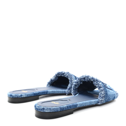 Fendi Denim Womens Sunshine Slide Sandals 37 Blue 5 of 9