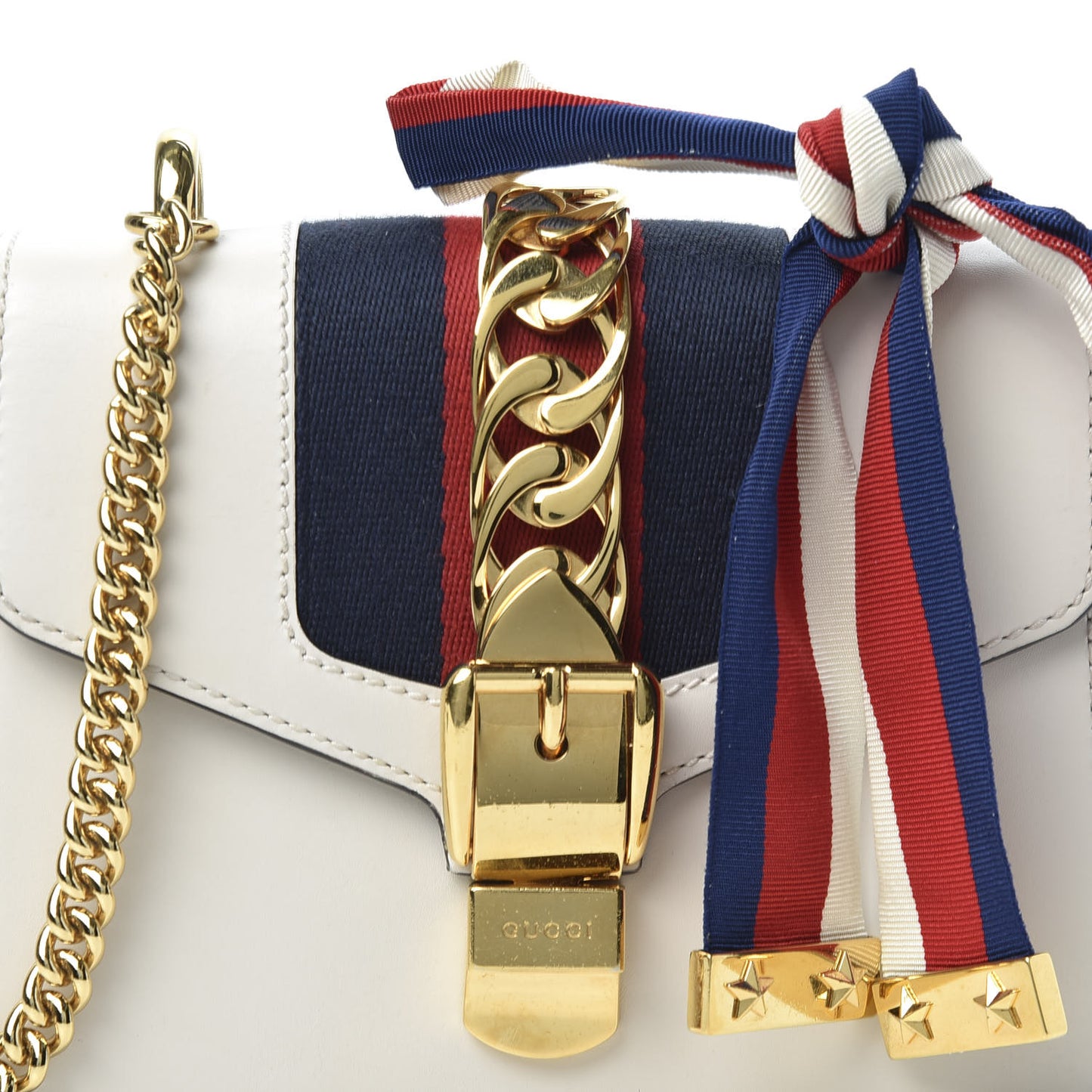 Calfskin Mini Sylvie Chain Shoulder Bag White
