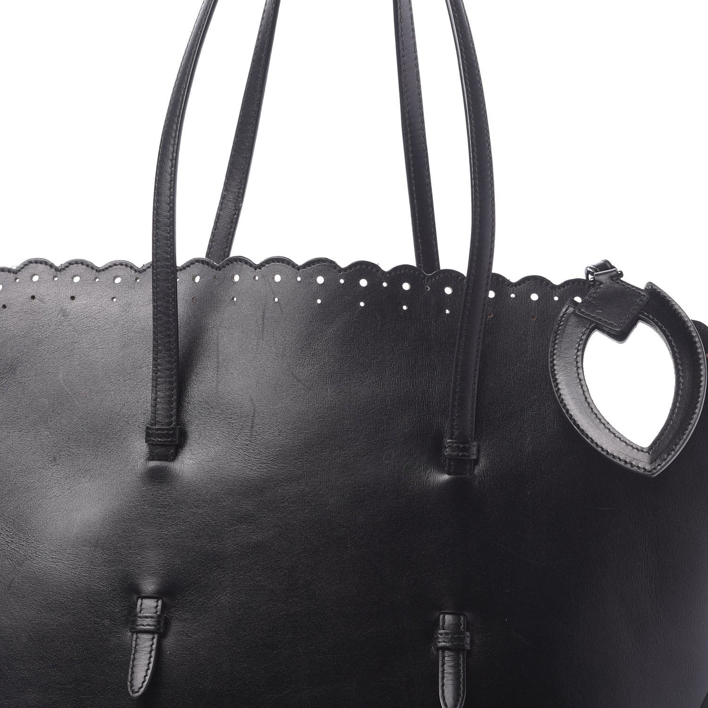 Calfskin Scalloped Trim Cabas MM Black