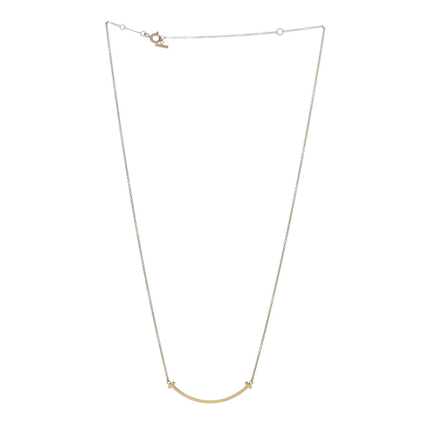 18K Yellow Gold Small T Smile Pendant Necklace