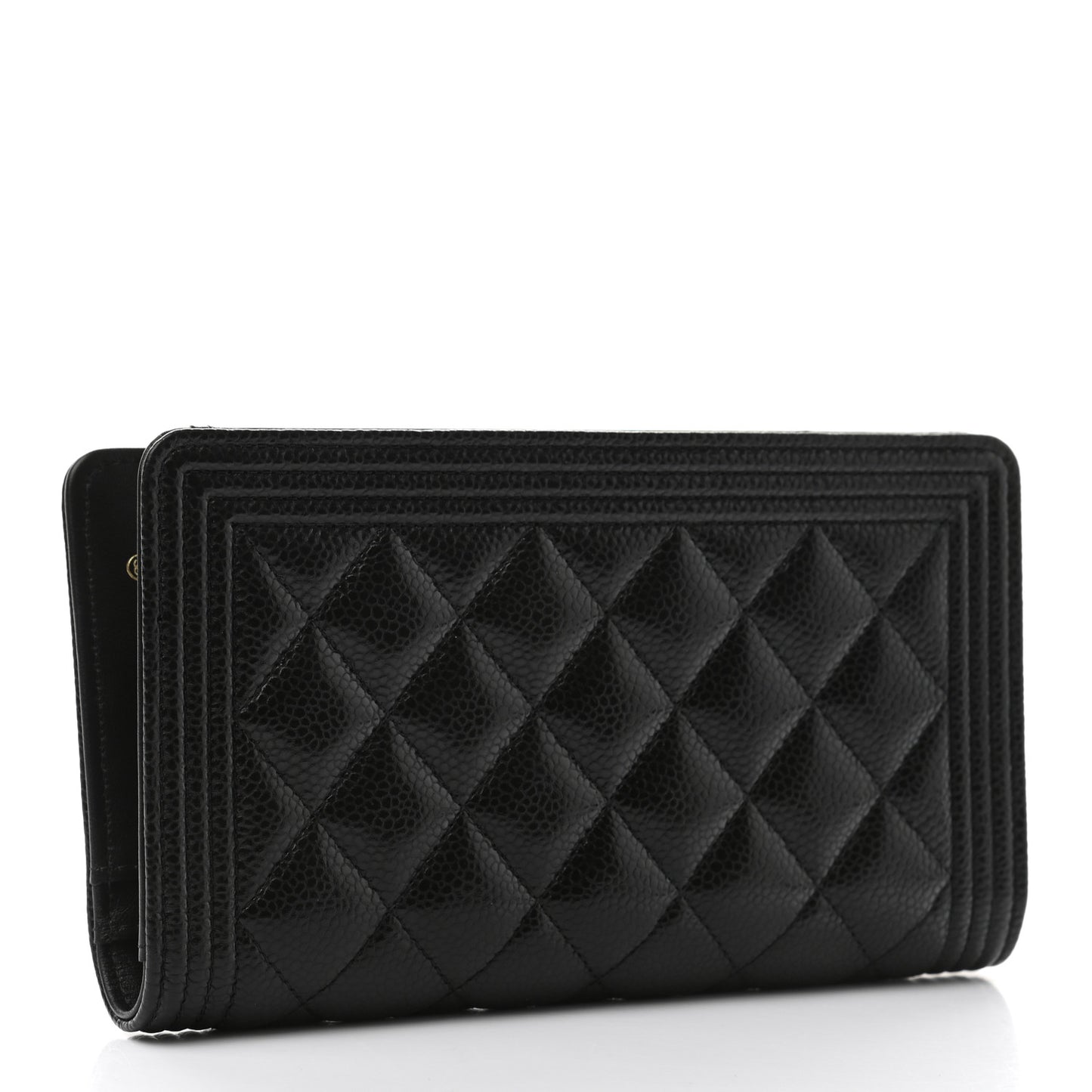 Caviar Quilted Boy Yen Wallet Black