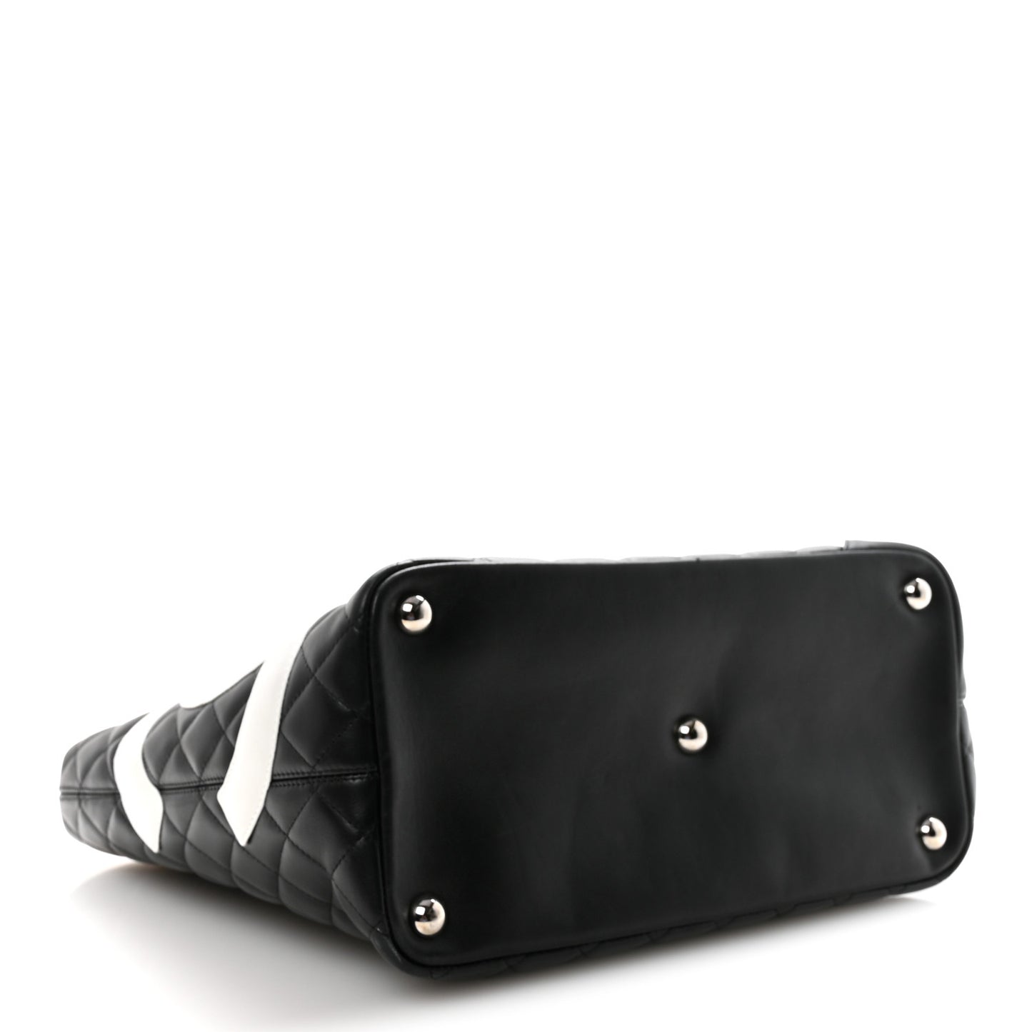 Calfskin Quilted Large Cambon Tote Black White