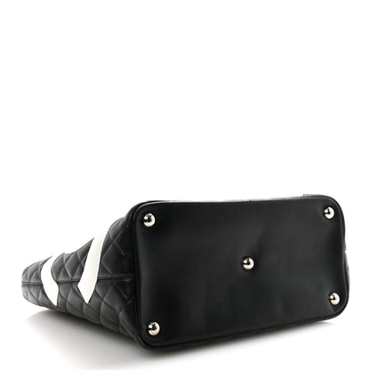 Chanel Calfskin Quilted Large Cambon Tote Black White 4 of 10