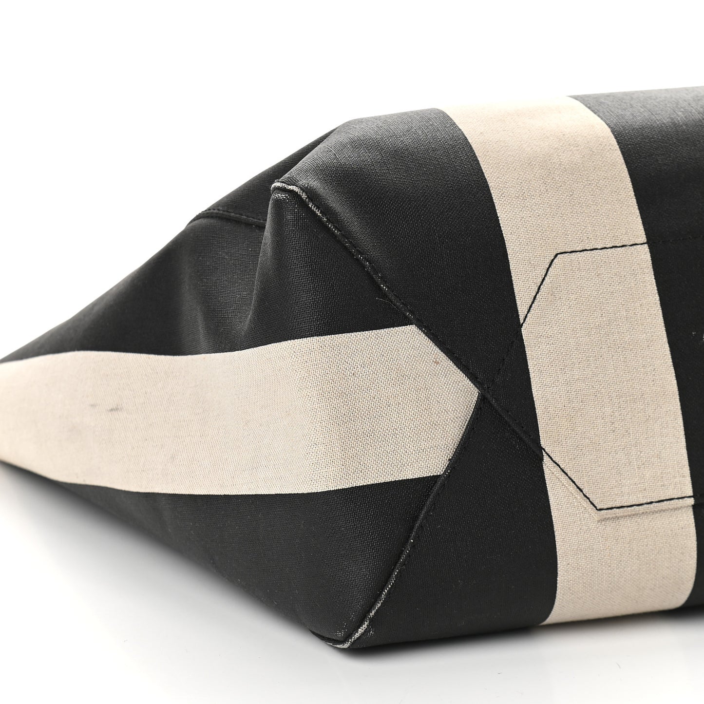 Canvas Stripe Ilse East West Shopper Tote Black White