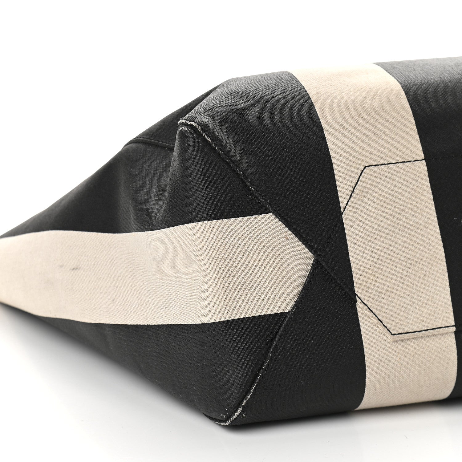 MCM Canvas Stripe Ilse East West Shopper Tote Black White 7 of 11