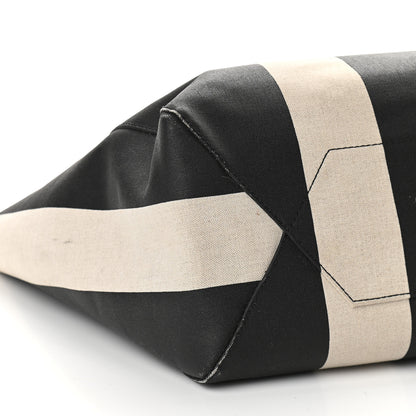 MCM Canvas Stripe Ilse East West Shopper Tote Black White 7 of 11