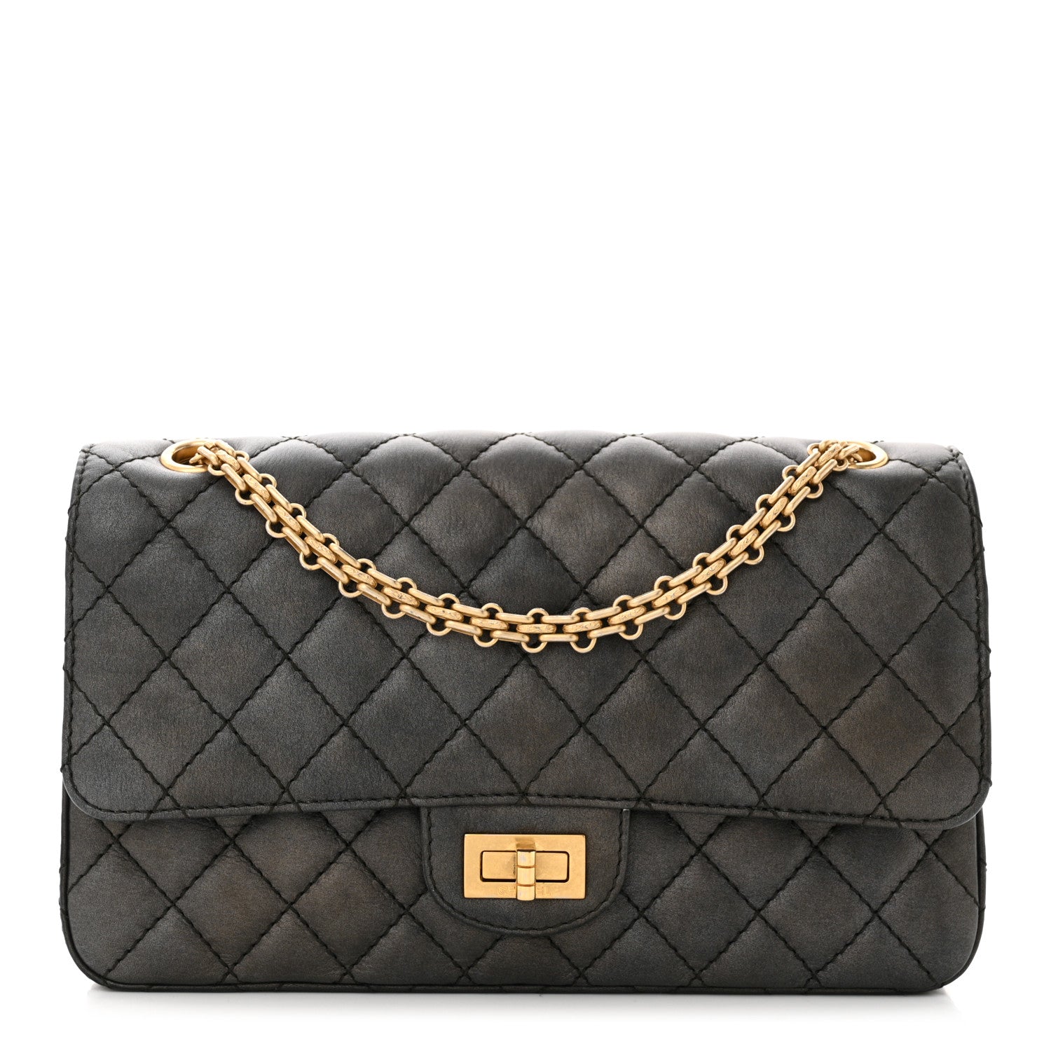 Chanel Metallic Calfskin Quilted 2.55 Reissue 225 Flap Charcoal 1 of 19