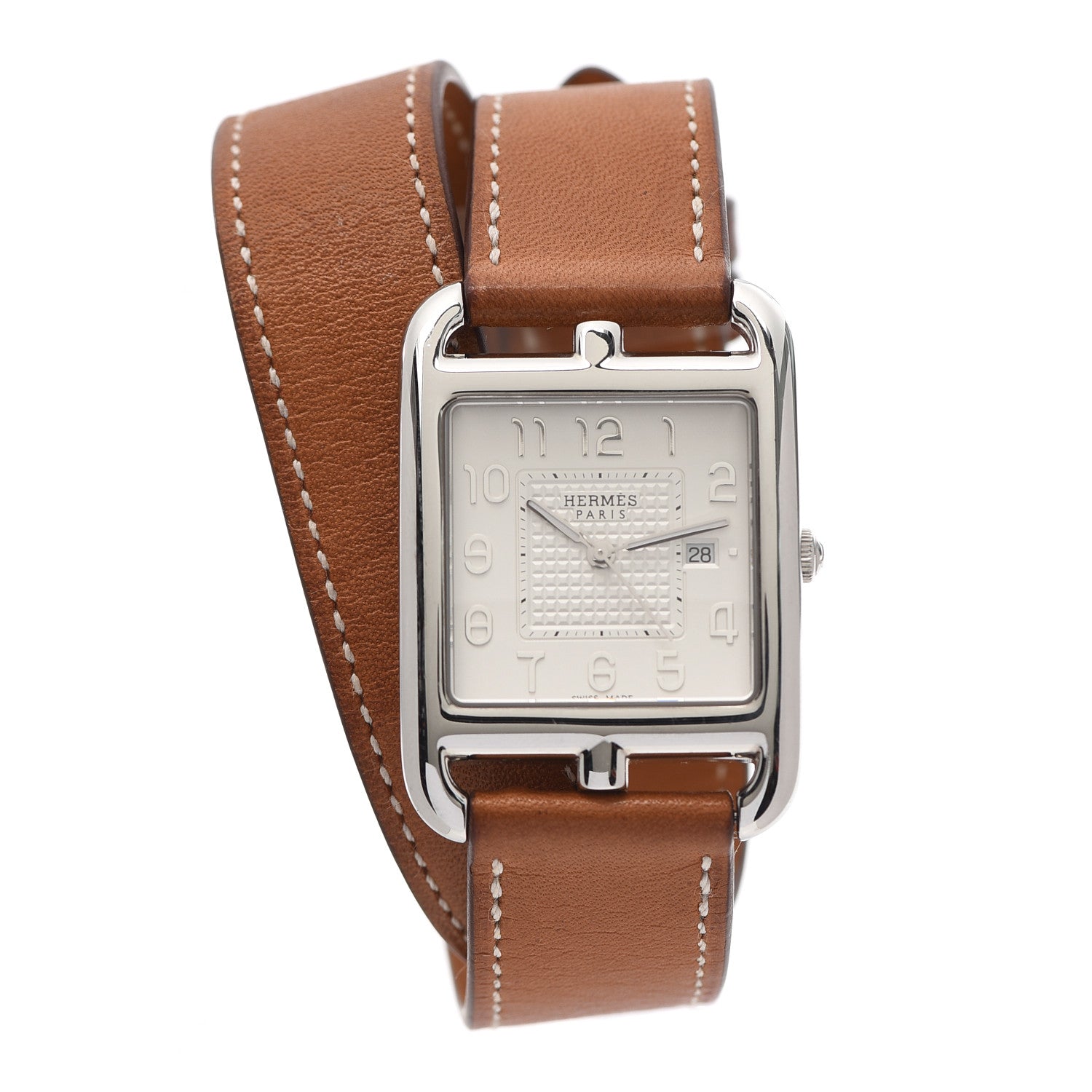 Hermes Stainless Steel Barenia 29mm Cape Cod Double Tour Quartz Watch Fauve 1 of 4
