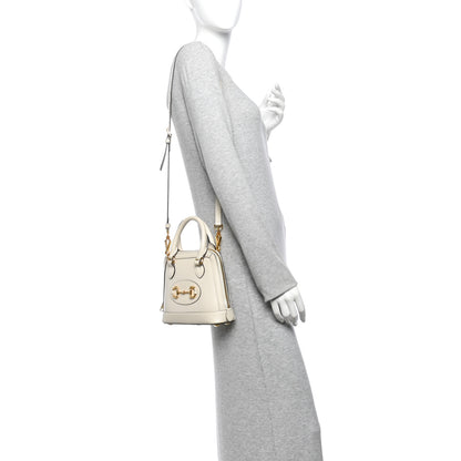 Gucci Boarded Plutone Calfskin Mini Horsebit 1955 Top Handle Bag Mystic White 2 of 13