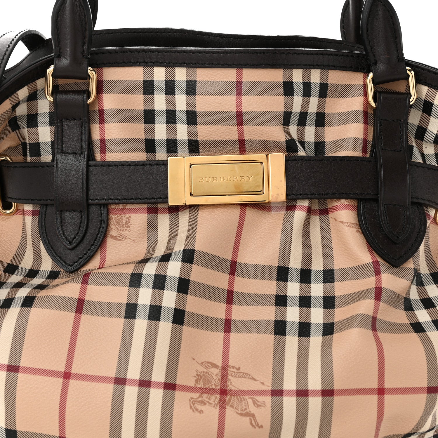 Burberry Haymarket Check Medium Golderton Tote Chocolate 10 of 13