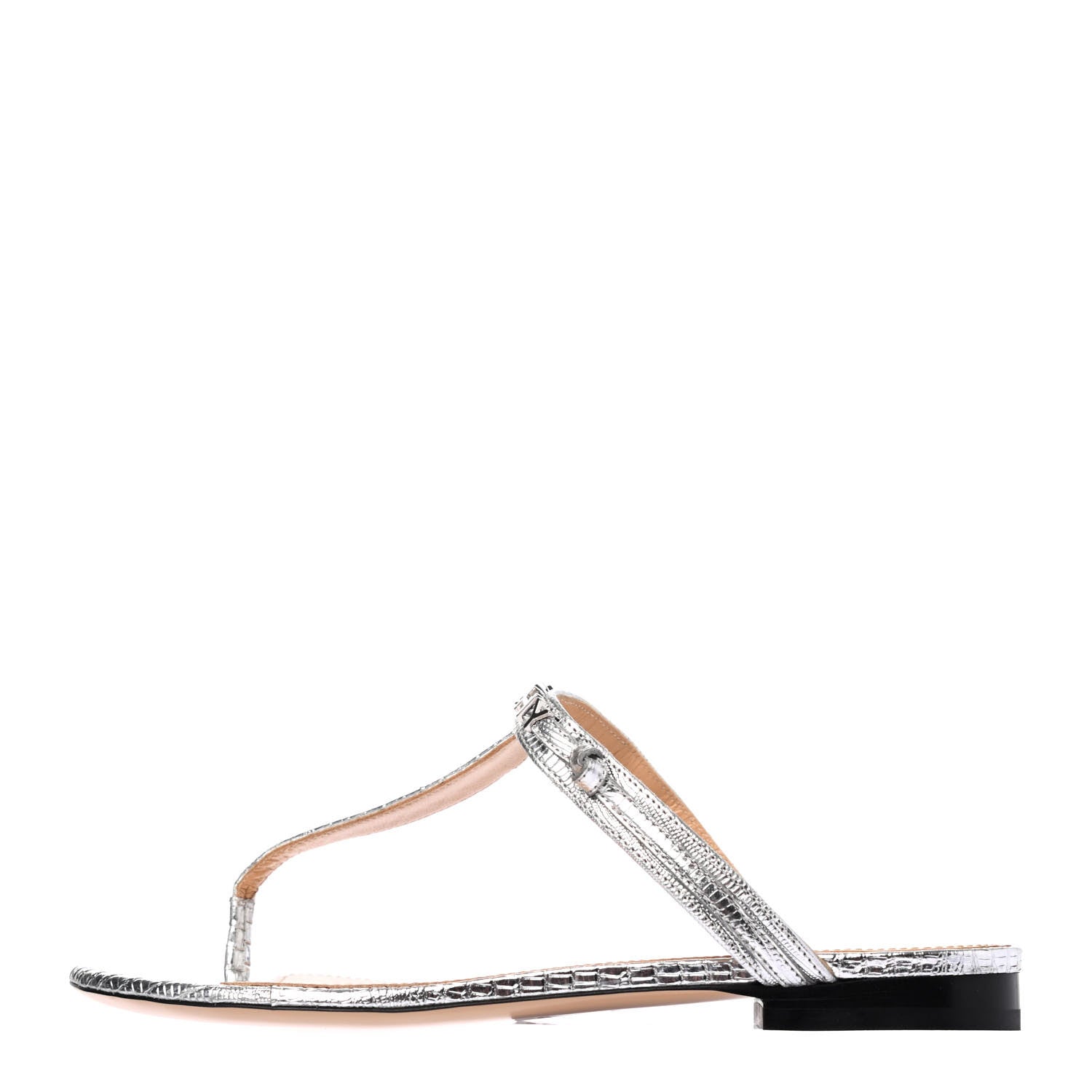 Givenchy Calfskin Logo Thong Sandals 38 Silver 1 of 4