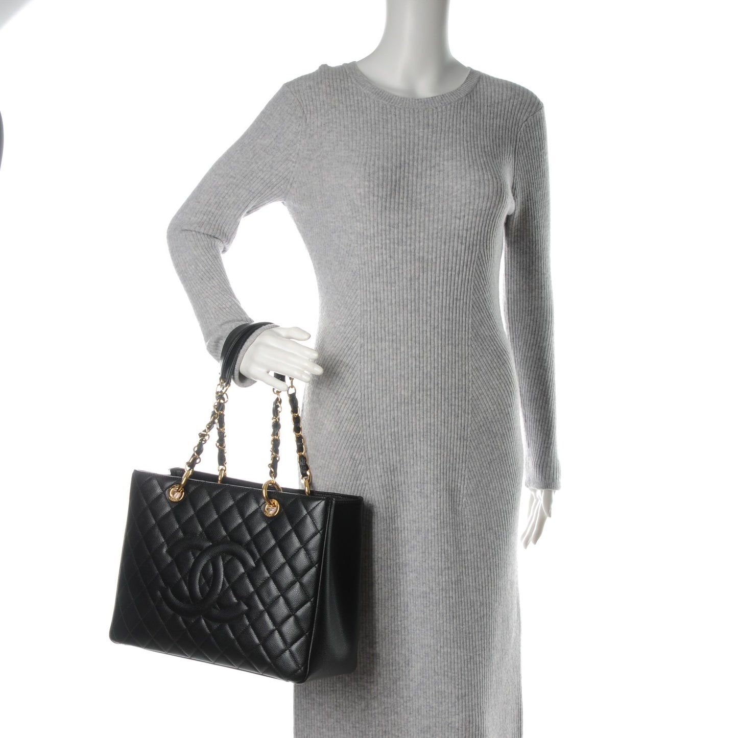 Caviar Quilted Grand Shopping Tote GST Black