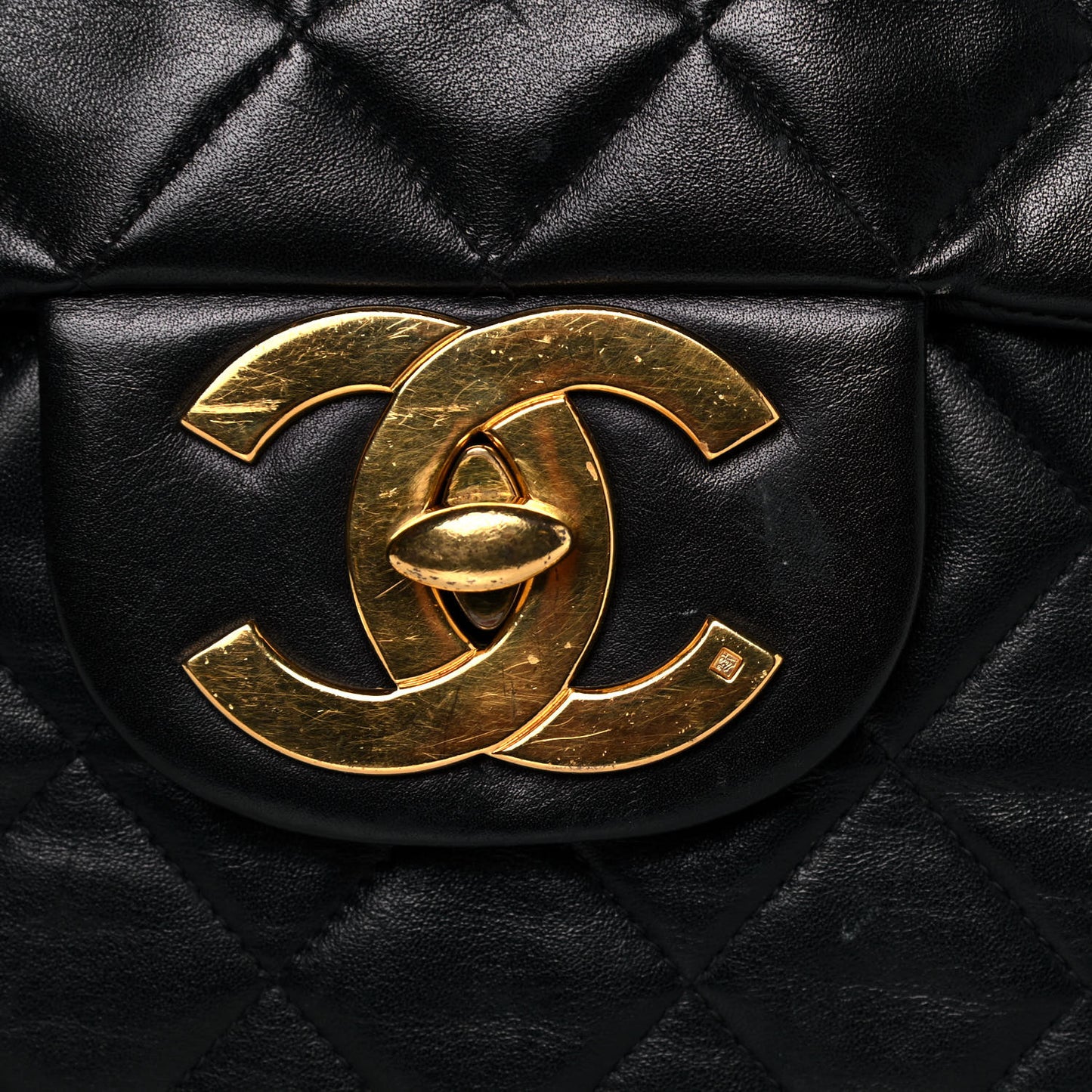 Lambskin Quilted XL Jumbo Single Flap Black