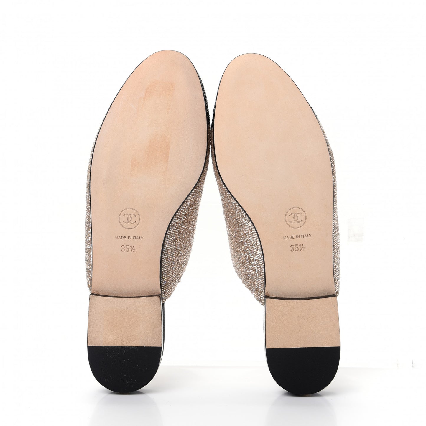 Pearl Embroidery CC Mules 35.5 Beige Black