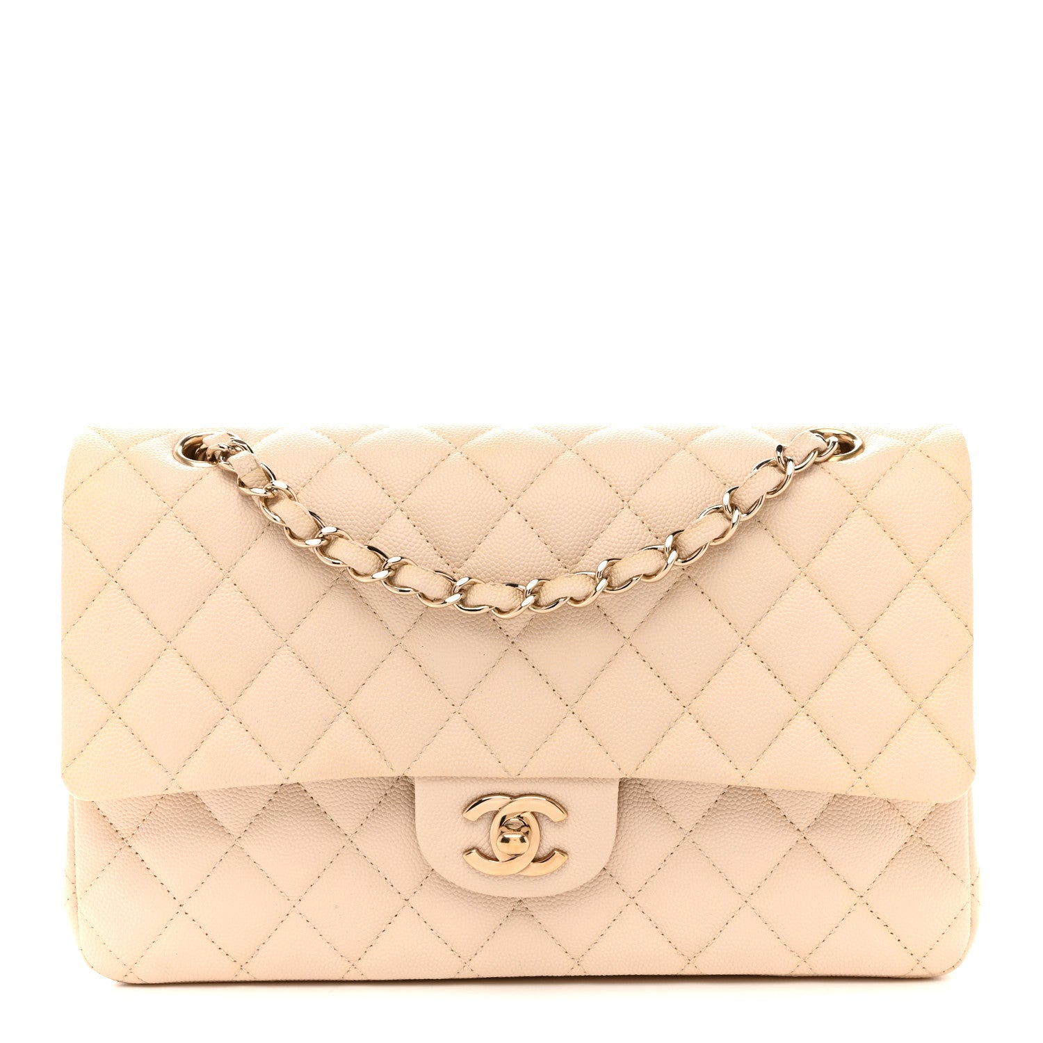 Chanel Caviar Quilted Medium Double Flap Light Beige 1 of 16