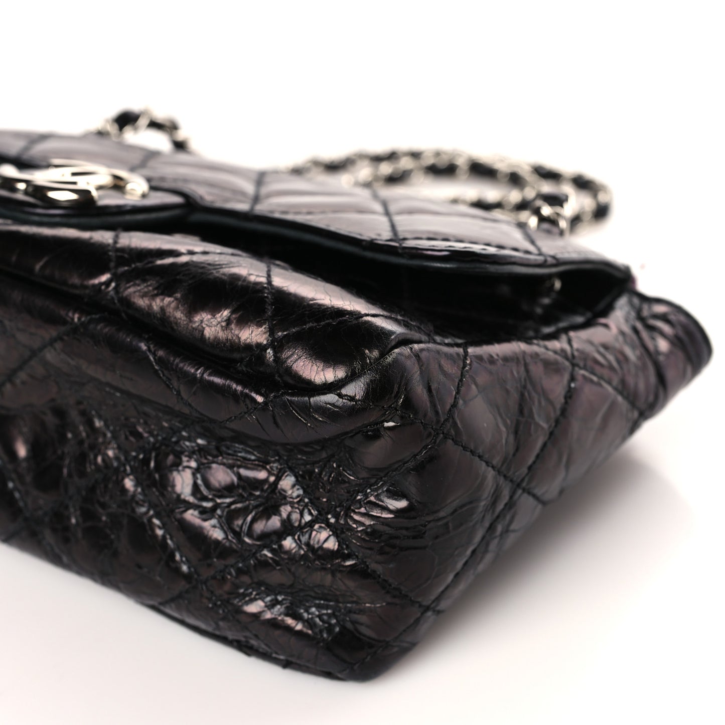 Glazed Calfskin Quilted Tweed Portobello Flap Black Pink