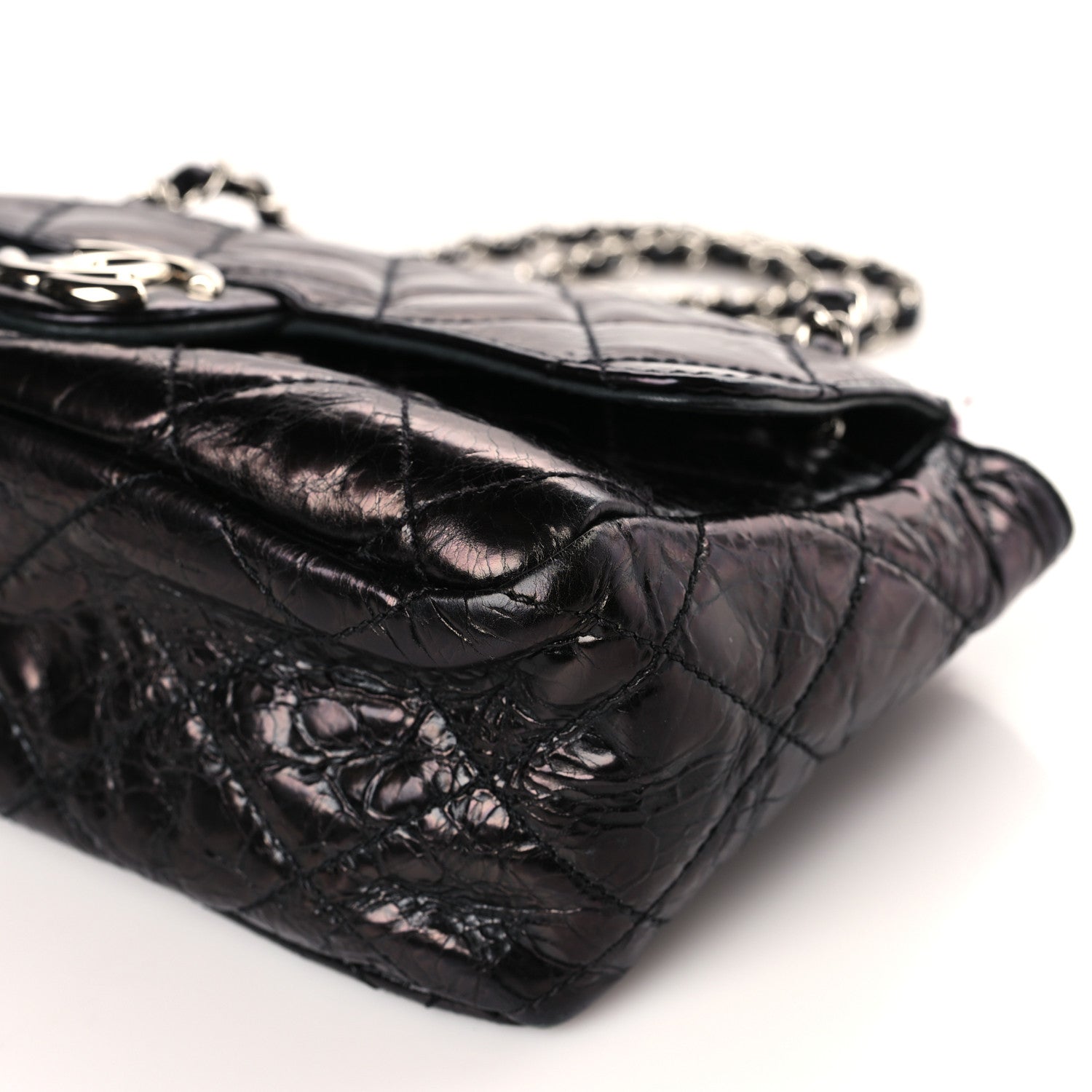 Chanel Glazed Calfskin Quilted Tweed Portobello Flap Black Pink 9 of 9