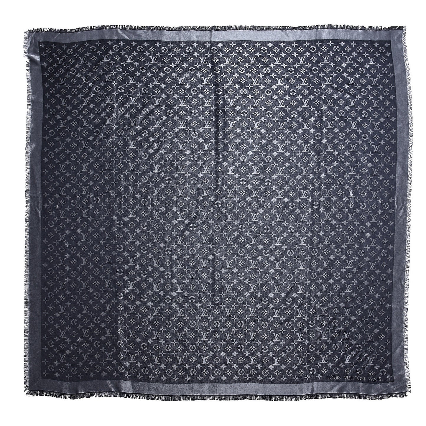 Silk Lurex Wool Monogram Shine Shawl Black