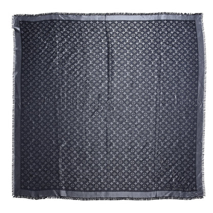 Louis Vuitton Silk Lurex Wool Monogram Shine Shawl Black 1 of 4
